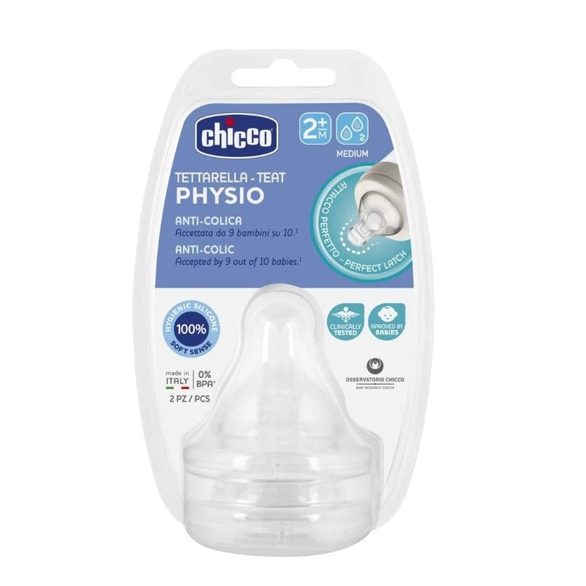Chicco Tetina Physio 2m+ Silicona F/ Medium 2U silikoninė soskė buteliukui