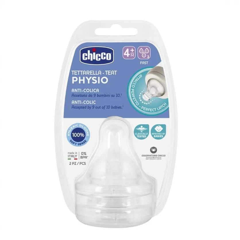 Chicco "Physio" silikoninis čiulptukas Fast Flow 4m+ 2vnt