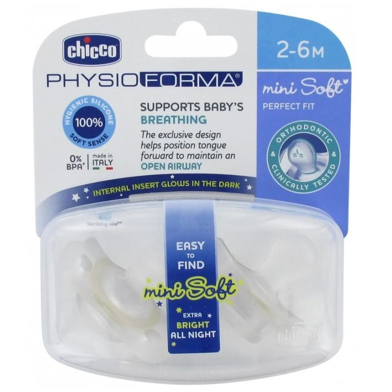 Chicco 23141-NIPPLE PF MINI SOFT SIL 2 VNT LUM