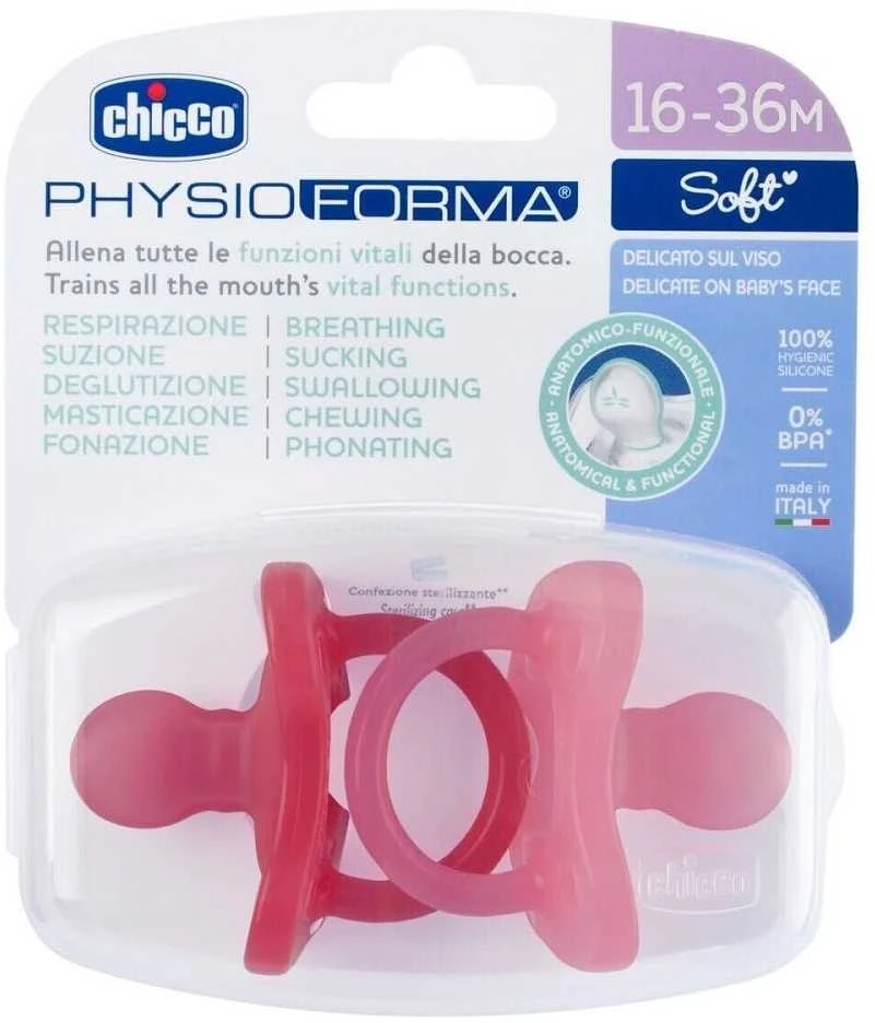 Chicco Physio Soft Pacifier Rožinė kūdikių žindukai 12m+ 2 vnt