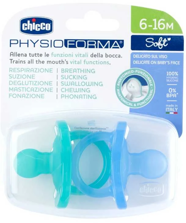 Chicco Čiulptukas nusiraminimui Soft mėlyna 2vnt. 6-16m