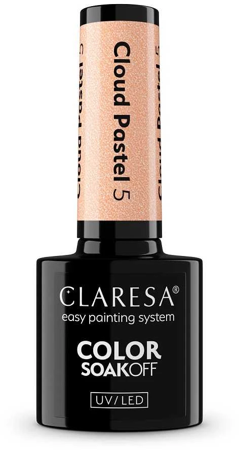 Claresa Spalvotas, išsisklaidantis UV/LED debesies hibridinis lakas „Soak Off Cloud Pastel“ 5, 5 g.