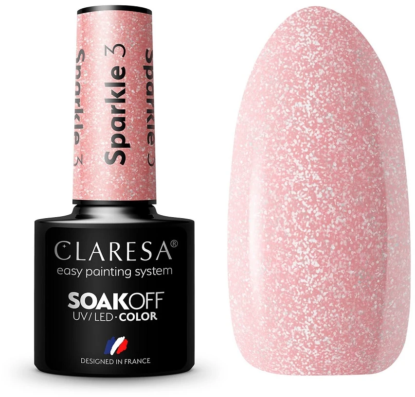 Claresa Soak Off UV/LED ilgalaikis hibridinis nagų lakas 5g., Spalva: Sparkle 3