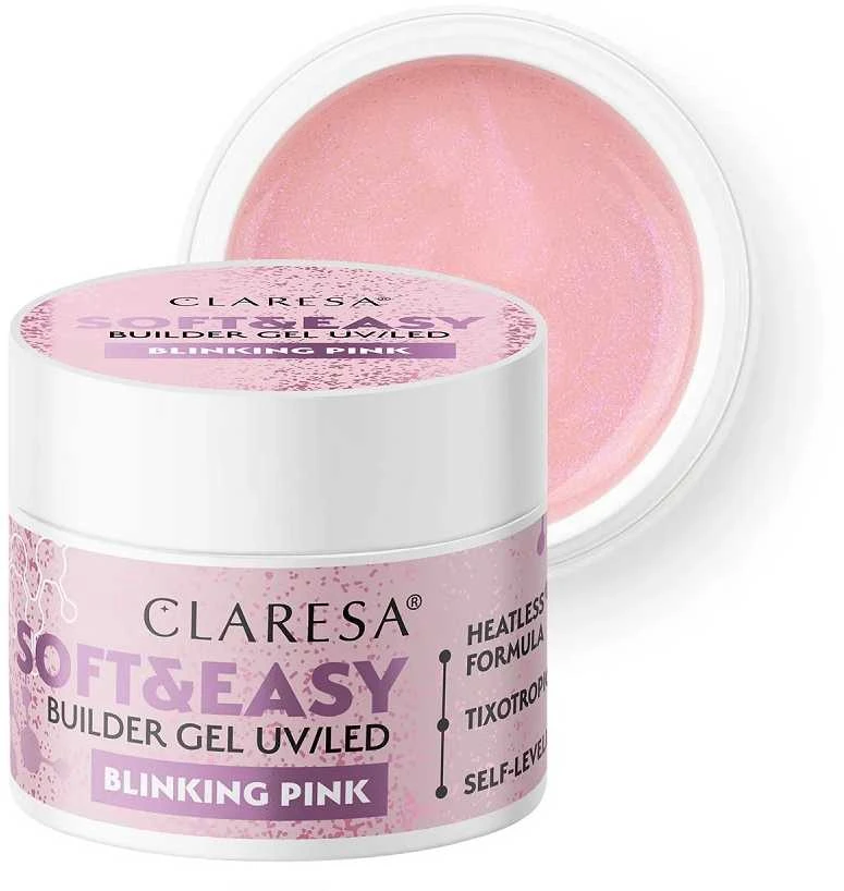 Activeshop Claresa Soft&Easy Builder Gel Blinking Rožinė – Statybinis gelis, 45 g