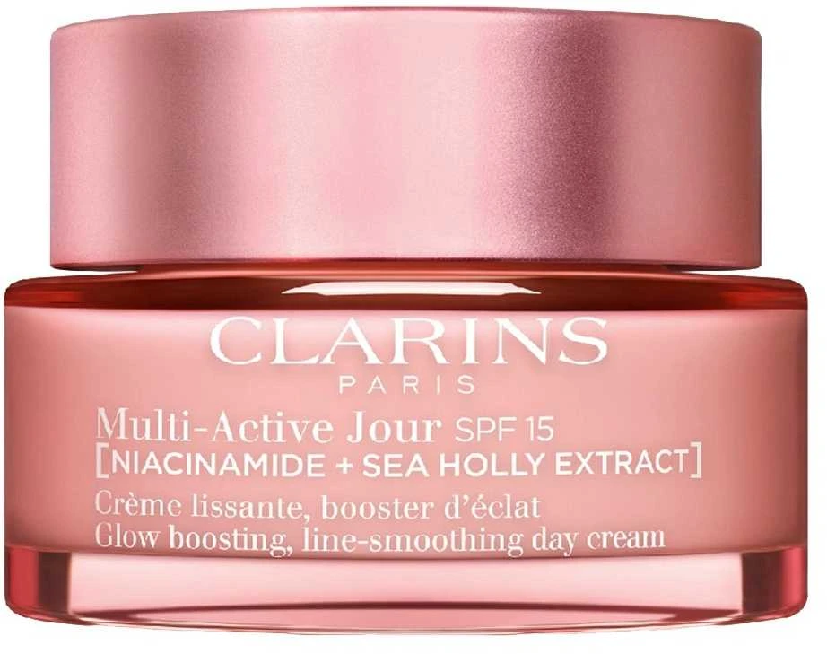 „Clarins Multi-Active Jour SPF15 Day“ visiems odos tipams [niacinamidas ir jūros bugienio ekstraktas], 50 ml
