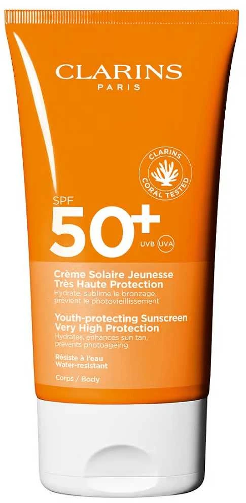 Clarins Youth-Protecting Sunscreen SPF 50+ apsauginis kremas nuo saulės veidui, 150 ml