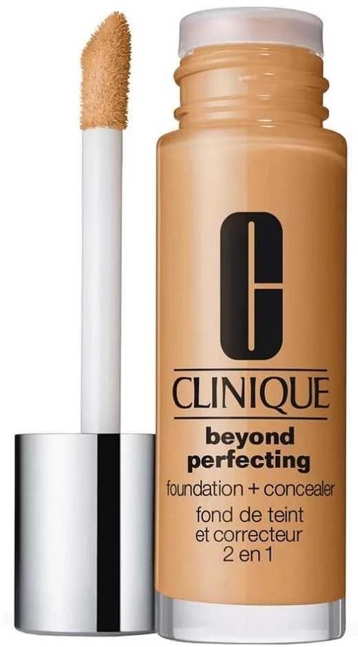 „Clinique Beyond Perfecting Full Coverage Natural Finish“ skystas makiažo pagrindas ir kaukė 2-in-1, 10 Honey Wheat, 30 ml