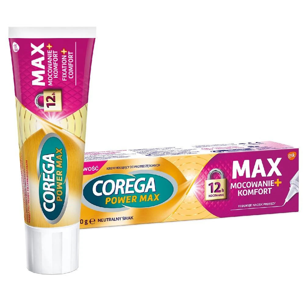 Corega Power Max Fixation + Comfort kremas protezams neutralaus skonio 40g