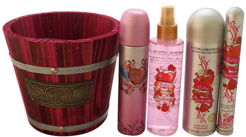 Cuba Heartbreaker rinkinys moterims (EDP, 100 ml + dezodorantas, 200 ml + kūno purškiklis, 200 ml + EDP, 35 ml)