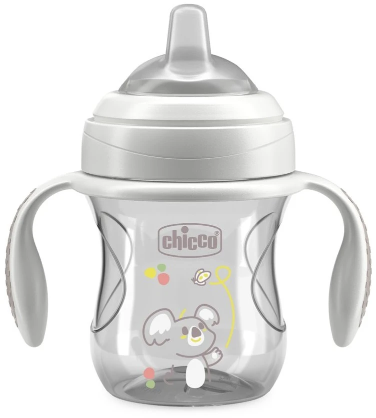 Dėklas Chicco Puodelio treniruočių kamuolys su minkštu kandikliu 200 ml 4 mėn.+