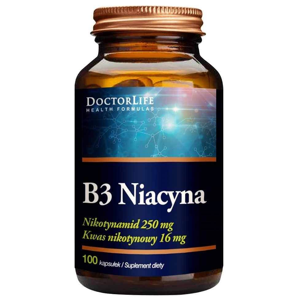 Doctor Life DOCTOR LIFE_Niacinamide Vitamin B3 amid kwasu nikotynowego 500mg suplement diety 100 kapsułek