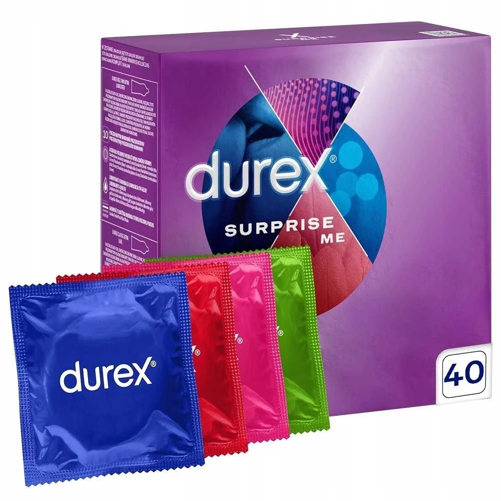 Durex Surprise Me prezervatyvų mišiniai 40 vnt tyrinėjimo malonumui