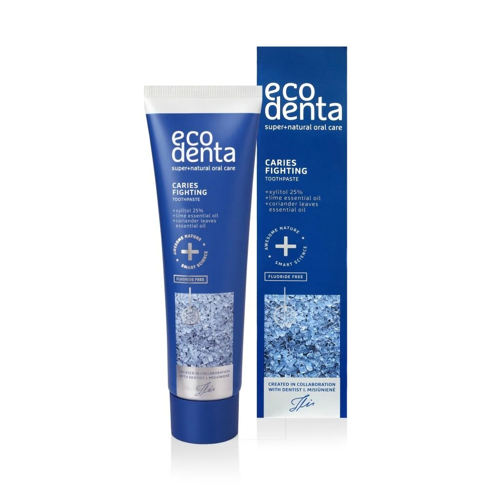 Dantų pasta ECODENTA nuo karieso su ksilitoliu, laimų ir kalend. eteriniais aliejais, 100ml