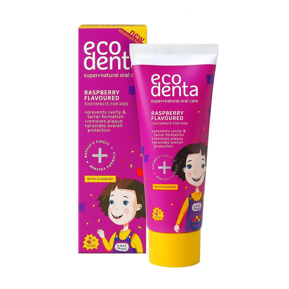 Dantų pasta ECODENTA KAKĖS MAKĖS, aviečių skonio, 75ml