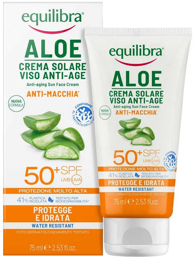 Equilibra Sun Face Aloe Antiage F50 veido kremas saugantis nuo UV spindulių 75ml