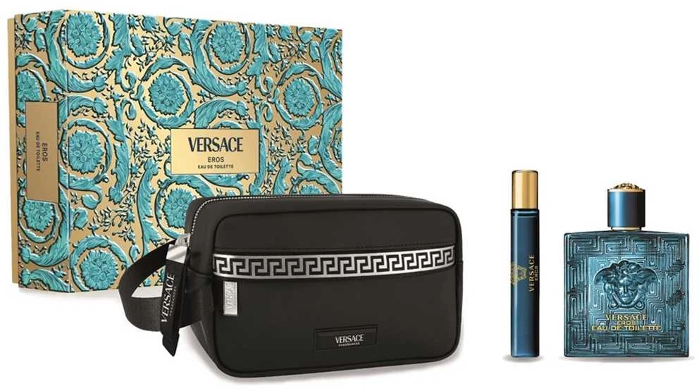 Kvepalų rinkinys vyrams Versace Eros (EDT, 100 ml + EDT, 10 ml + kosmetinė)