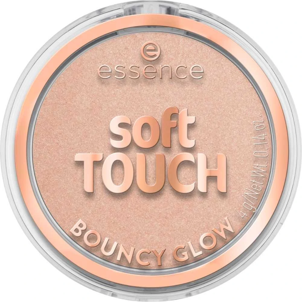 „Essence Soft Touch Bouncy Glow Illuminating Blush Highlighter“ kompaktiškas skaistalų šviestuvas, 20 „Glazed Dew“, 4 g.