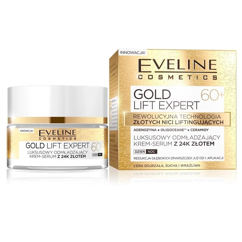Eveline Cosmetics Eveline Gold Lift Expert prabangus jauninantis kreminis serumas 60+, 50 ml