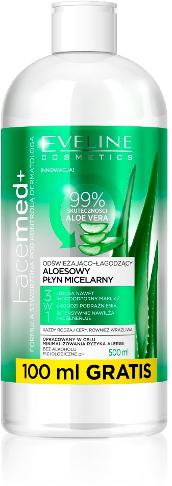 Eveline Cosmetics Eveline FaceMed+ 99% Aloe Vera Micellar Vanduo 3in1, 400 ml