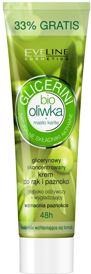„Eveline Cosmetics“ koncentruotas rankų ir nagų kremas su glicerinu, ekologišku alyvuogių aliejumi ir taukmedžio sviestu, 125 ml