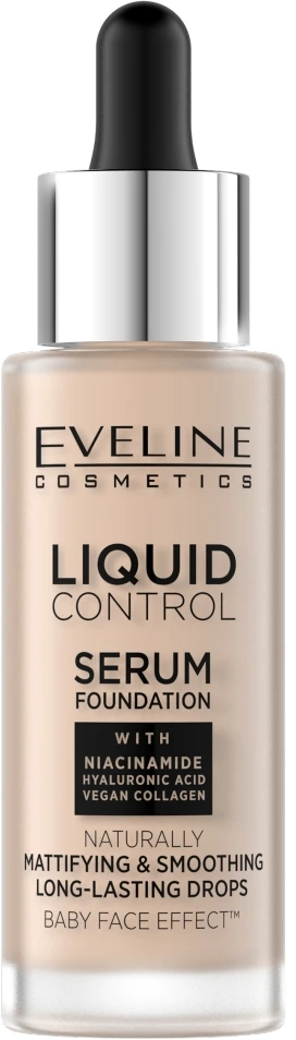 Eveline Cosmetics LIQUID CONTROL HD 002 Minkštas Porcelianas, 32 ml