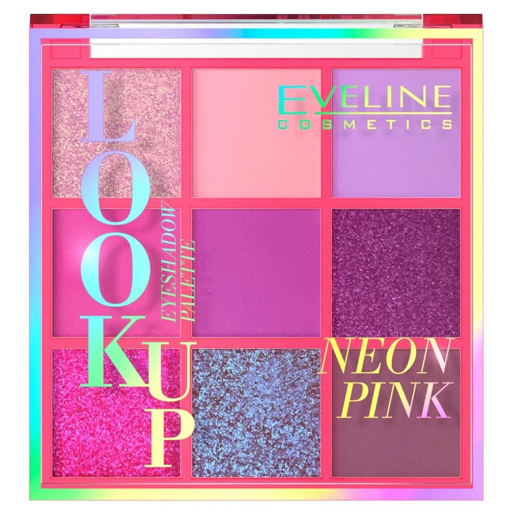 Eveline Cosmetics Look Up akių šešėlių paletė (neoninė) Neoninė Rožinė, 10,8 g