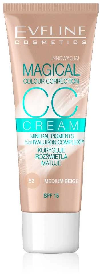 „Eveline Cosmetics Magical Colour Correction CC“ daugiafunkcis spalvos korekcijos kremas, 52 Medium, 30 ml