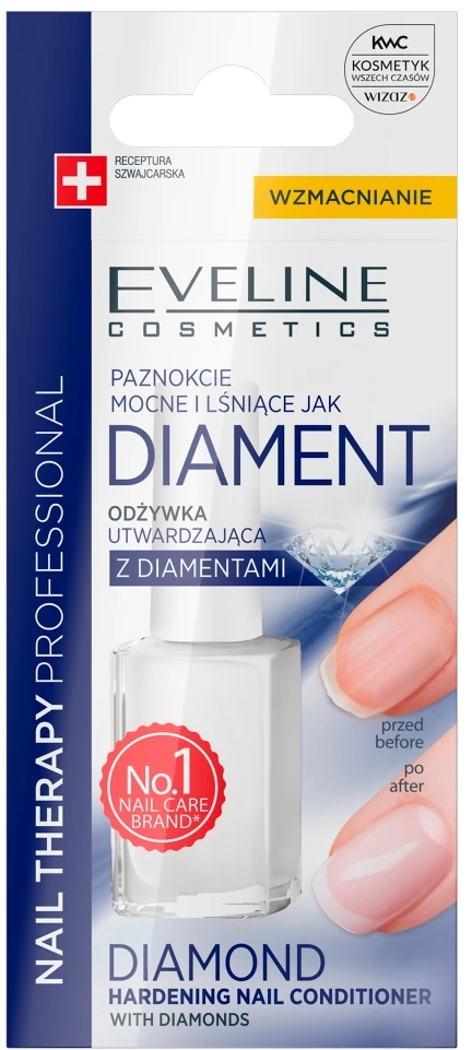 „Eveline Cosmetics“ nagų priežiūros profesionalus deimantais kietėjantis kondicionierius 12 ml