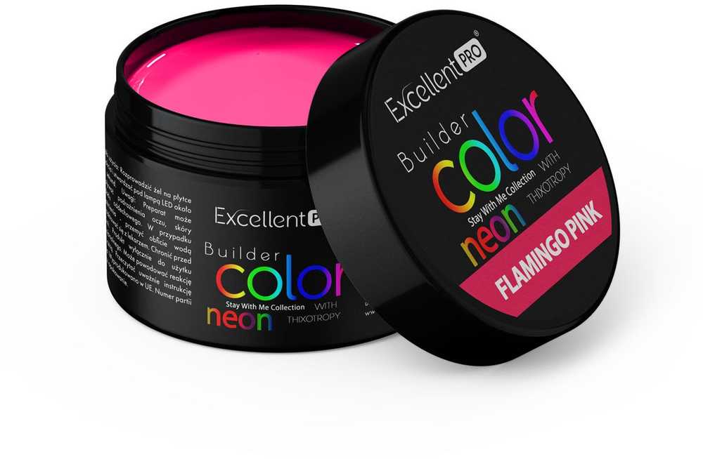 Cosmetics Zone Excellent Pro Neoniniai statybiniai dažai su tiksotropija flamingo rožinė 15g
