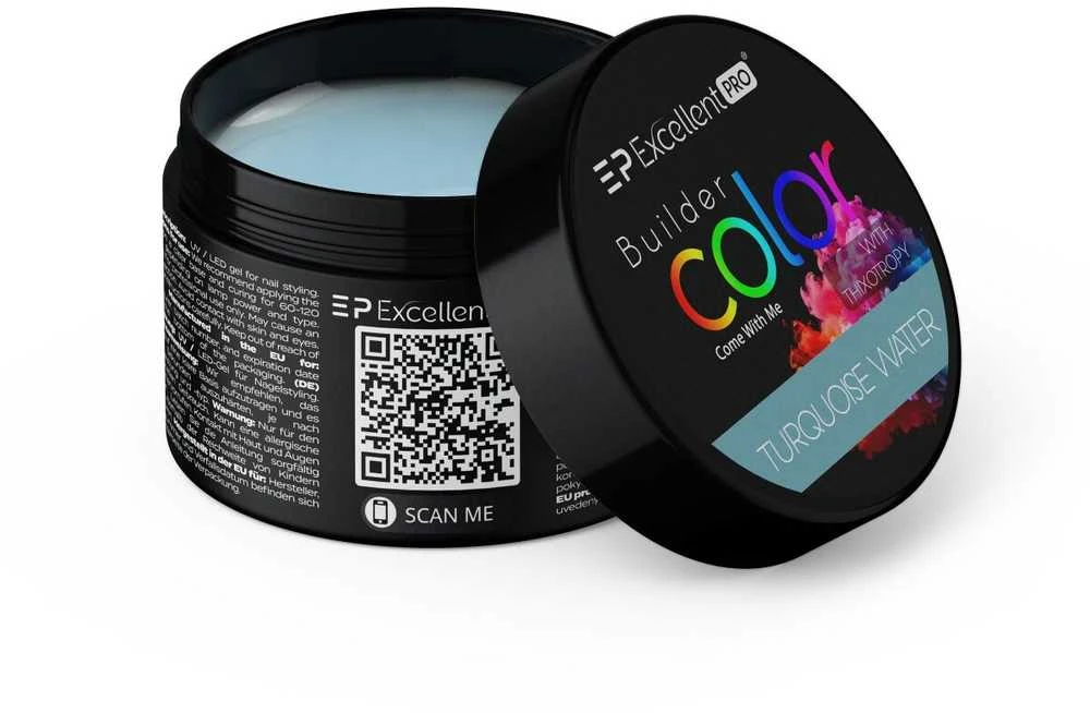 Cosmetics Zone Excellent Pro Statybiniai dažai su tiksotropiniais pasteliniais statybiniais geliais, turkio spalvos vanduo, 15 g