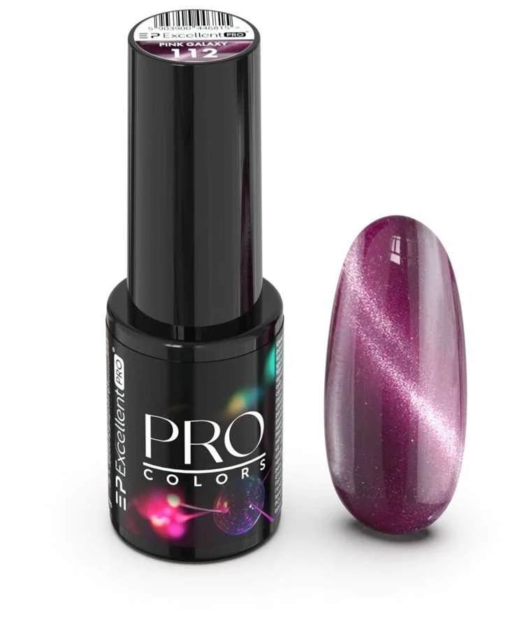 Cosmetics Zone Excellent Pro Pro Colors CatEye hibridinis nagų lakas 112 Rožinė Galaxy 7g
