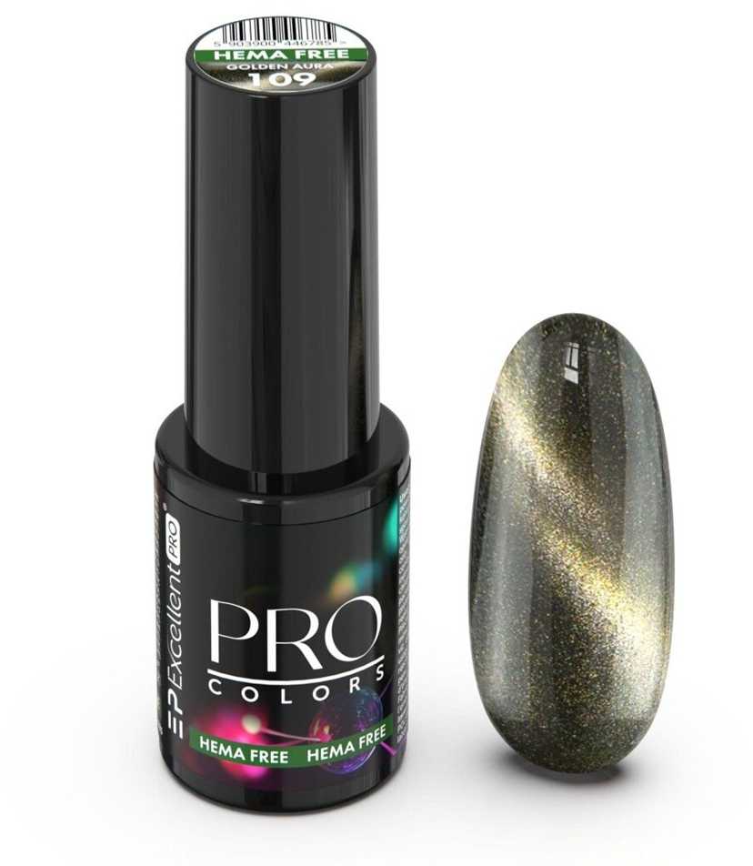Cosmetics Zone Excellent Pro Pro Colors Hema Free CatEye hibridinis nagų lakas 109 Golden Aura 7g