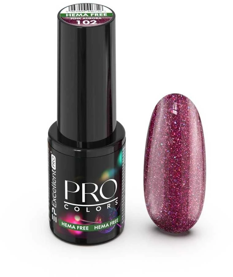 Cosmetics Zone Excellent Pro Pro Colors Hema Free hibridinis nagų lakas 102 Rožinė Aurora 7g