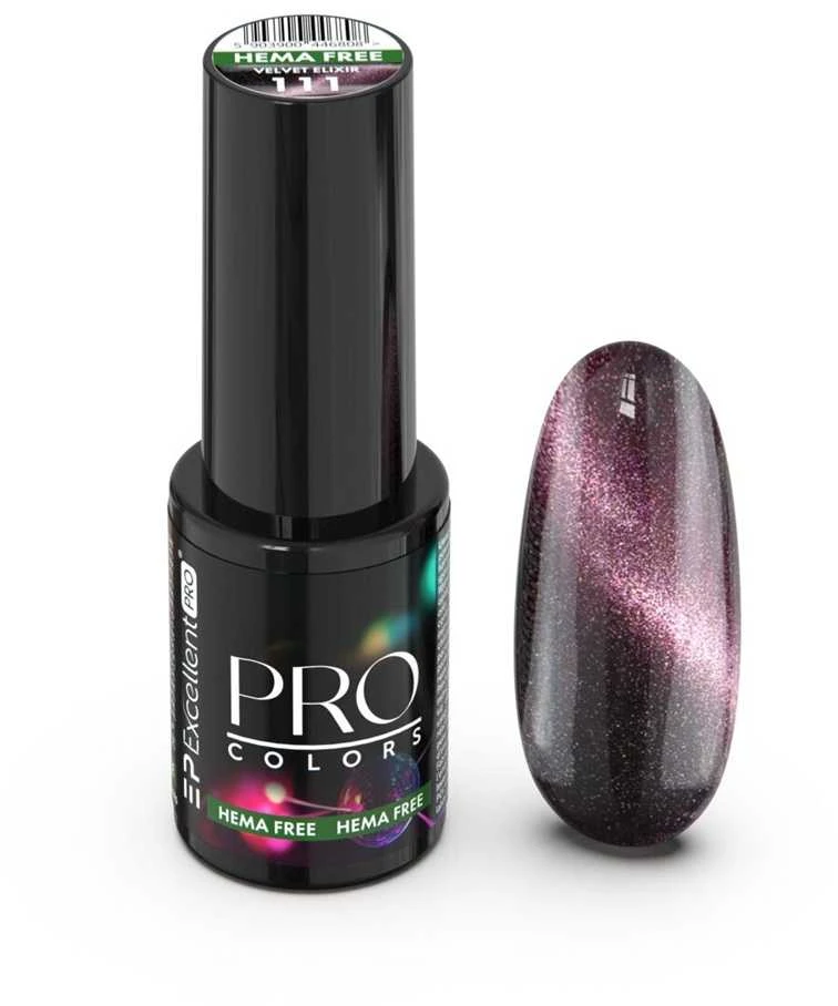 Cosmetics Zone Excellent Pro Pro Colors Hema Free CatEye hibridinis nagų lakas 111 Velvet Eliksyras 7g