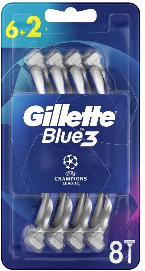 Gillette Blue3 Razor, 8 pc