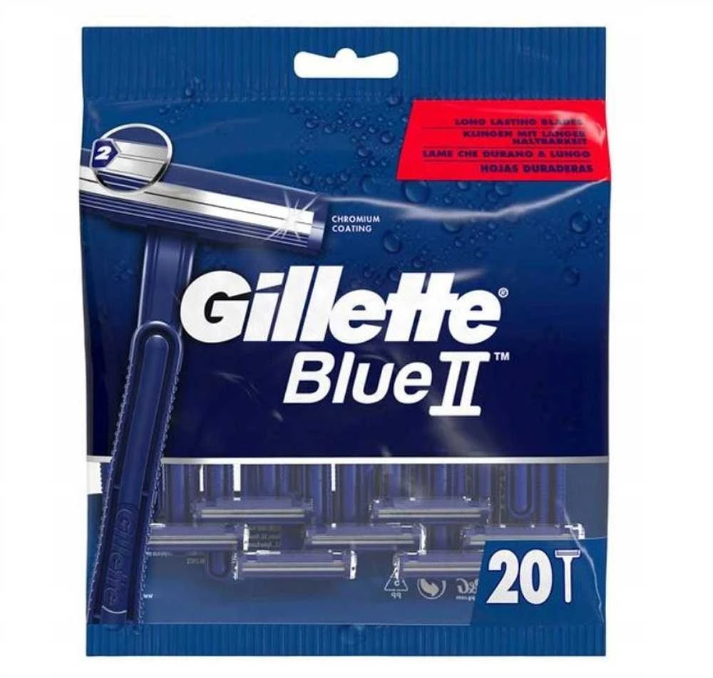 "Gillette Mėlyna II" vienkartiniai skustuvai 20 vienetų