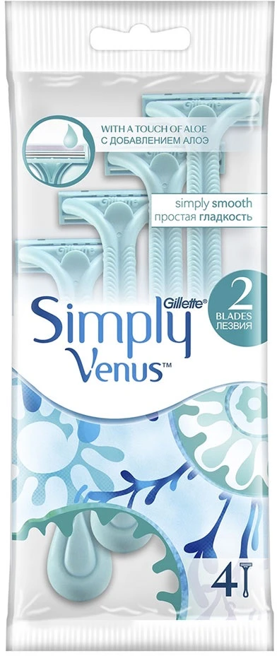 Gillette Venus 2 Simply Razor moteriški peiliukai, 4 vnt.