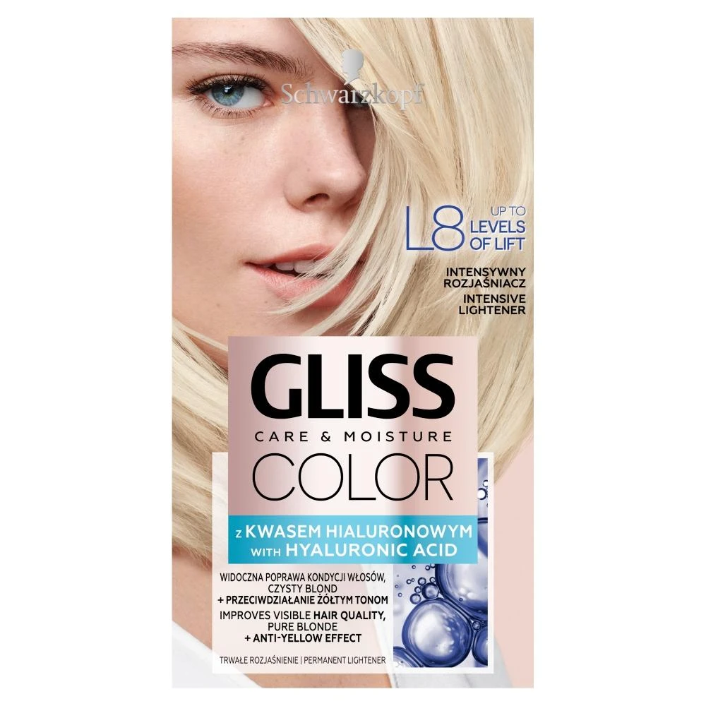 Schwarzkopf Gliss Intensyvus spalvų priežiūros ir drėkinimo baliklis L8