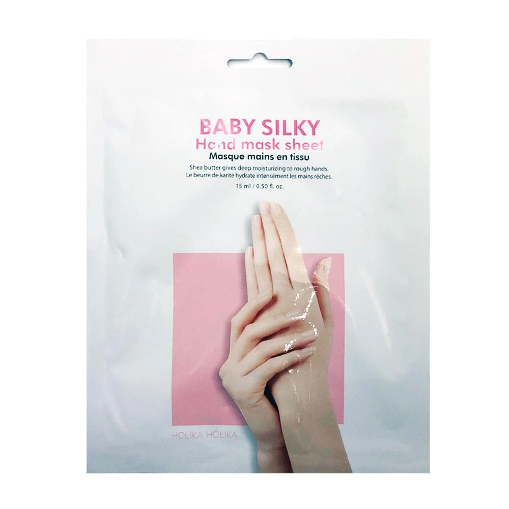 Kaukė rankoms Holika Holika Baby Silky Hand Mask Sheet, prisotinta taukmedžio sviestu, 15 ml
