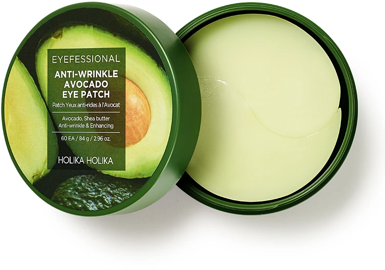 Holika Eyefessional raukšles slopinantys avokado paakių pleistrai su hidrogelio paakių pleistrais ir avokado ekstraktu, 60 vnt.
