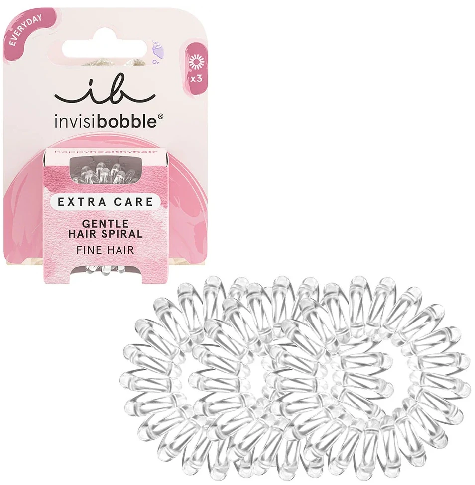 Invisibobble plaukų gumytės „Extra Care Crystal Clear“, 3 vnt.