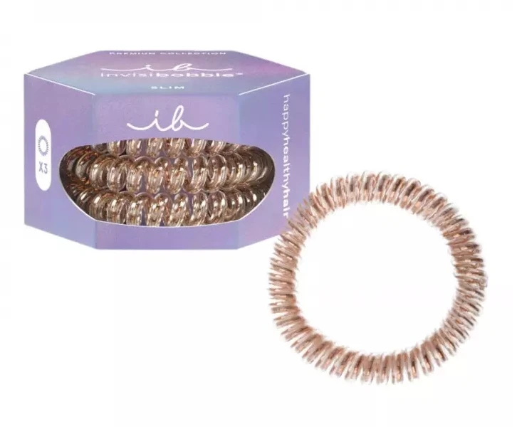 Invisibobble plaukų gumytės Slim Premium Bronze me Pretty 3 vnt.