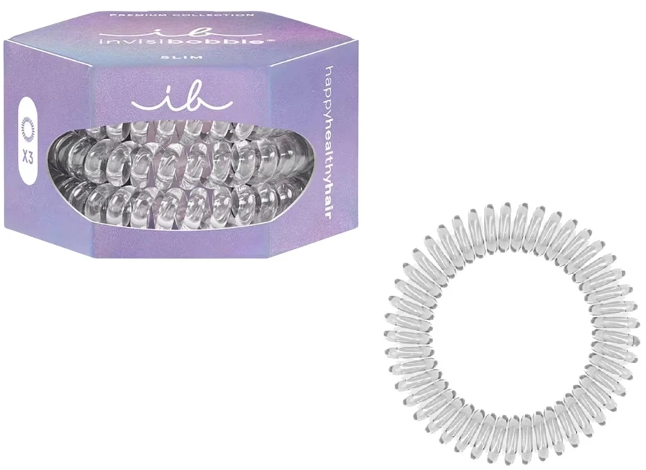 Invisibobble plaukų gumytės Slim Premium Crystal Clear 3 vnt.