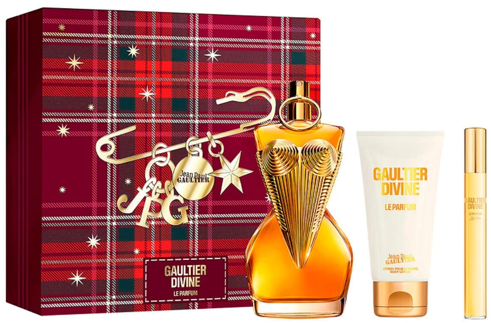 Set Jean Paul Gaultier: Divine Le Parfum Eau De Parfum For Women, 100 ml + Divine Le Parfum Eau De Parfum For Women, 10 ml + Divine Le Parfum Daily Losjonas kūnui Body, 75 ml