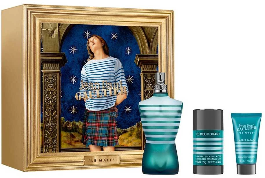 Jean Paul Gaultier Le Male rinkinys vyrams (EDT, 125 ml + balzamas po skutimosi, 50 ml + dezodorantas, 75 g)