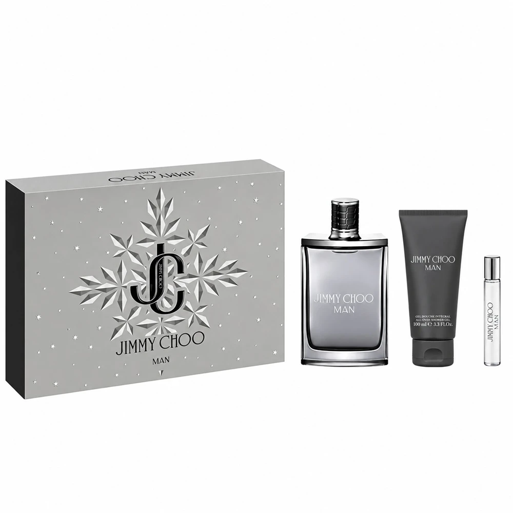 Jimmy Choo Man rinkinys: tualetinis vanduo purškiklis 100 ml + dušo želė 100 ml + tualetinis vanduo purškiklis 7,5 ml