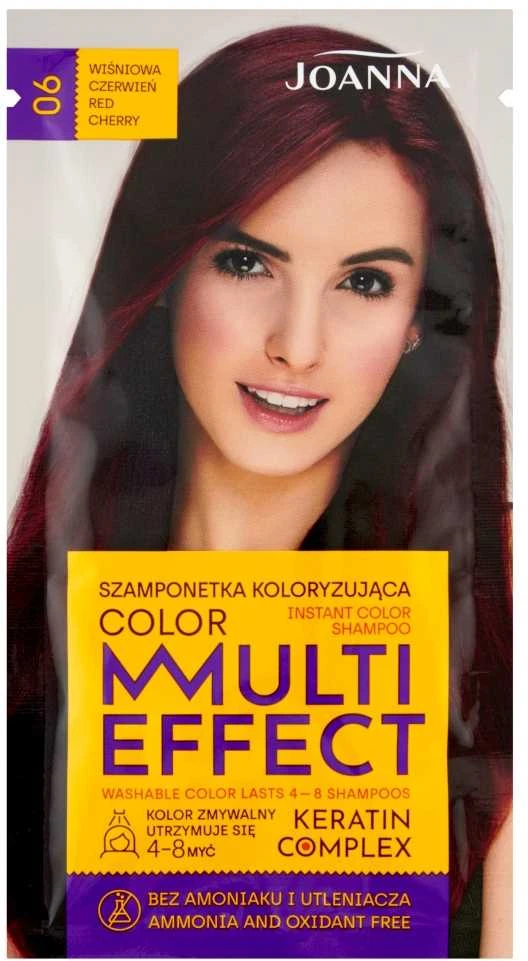 Joanna Multi Effect plaukų šampūnas su vyšnine spalva