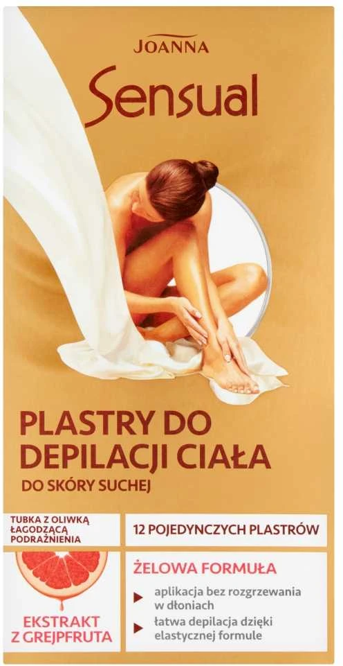 Joanna Sensual kūno depiliacijos gelinės juostelės su greipfrutais 12vnt + tūbelė su raminamuoju aliejumi 10ml