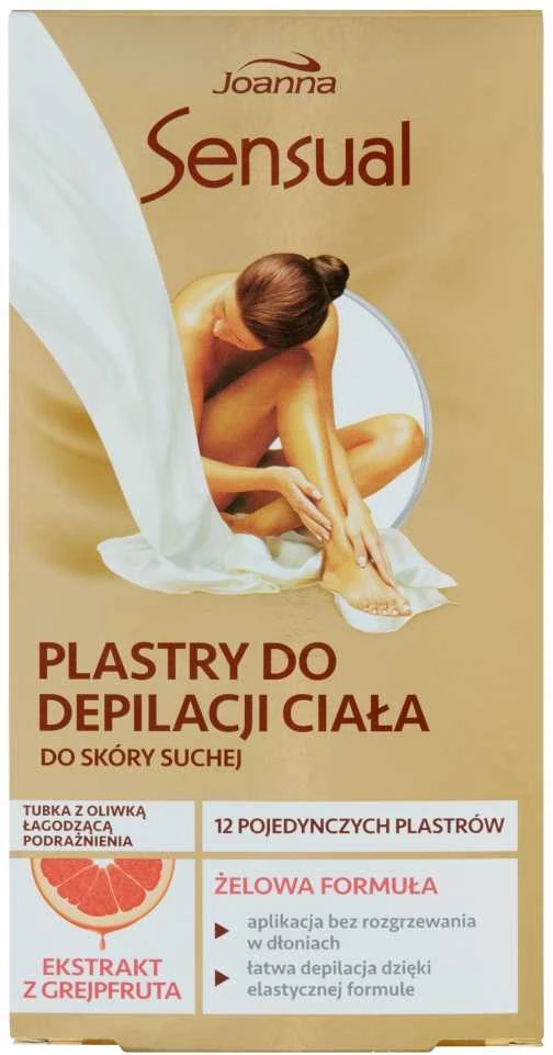 Joanna Sensual kūno depiliacijos gelinės juostelės su greipfrutais 12vnt + tūbelė su raminamuoju aliejumi 10ml