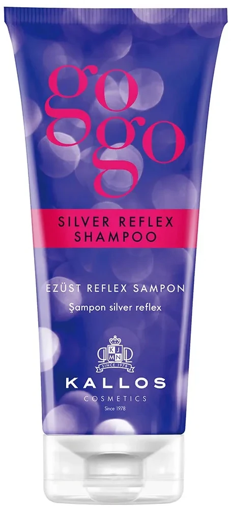 Kallos Cosmetics Gogo Sidabrinis Reflex Šampūnas spalvą saugantis šampūnas šviesiems plaukams, 200 ml